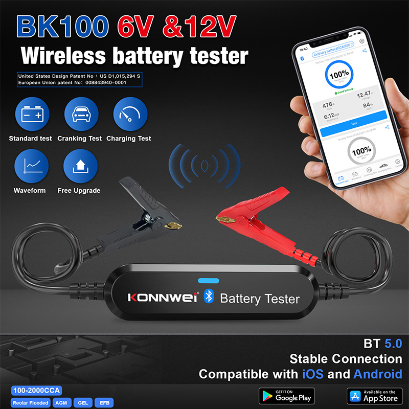Battery Load Tester - KONNWEI BK200 BK100 6V-12V-24V 자동차 배터리