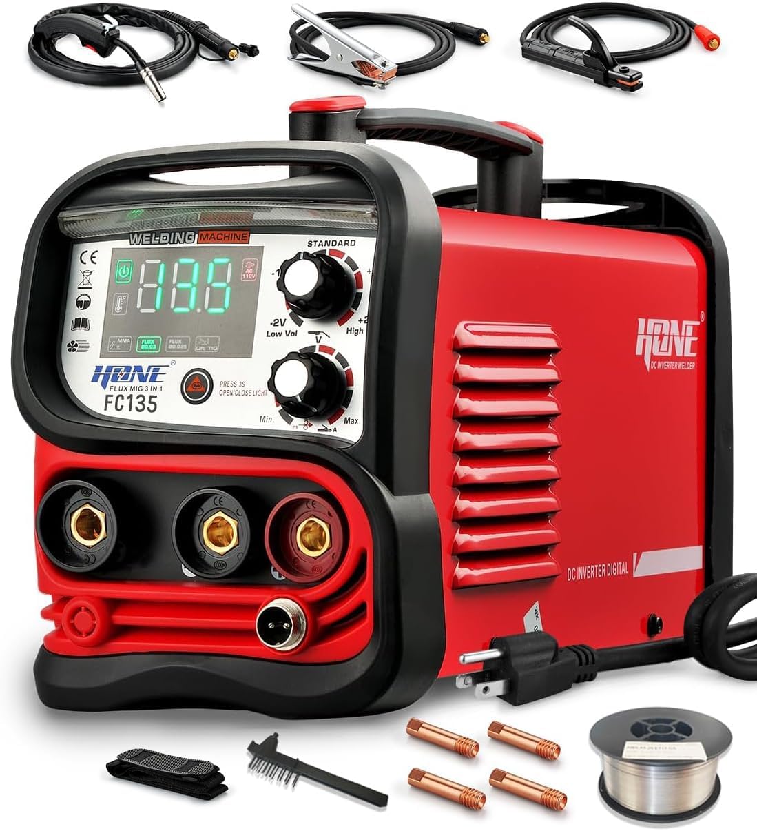 Tig Welder Machine - 135Amp FC135 플럭스 코어드 MIG/스틱/리프트-티그 용접기,