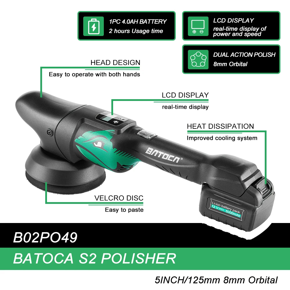 바토카 S2 4.0Ah 5인치 무선 자동차 광택기 8m - Orbital Polisher Da 리뷰 및 가격