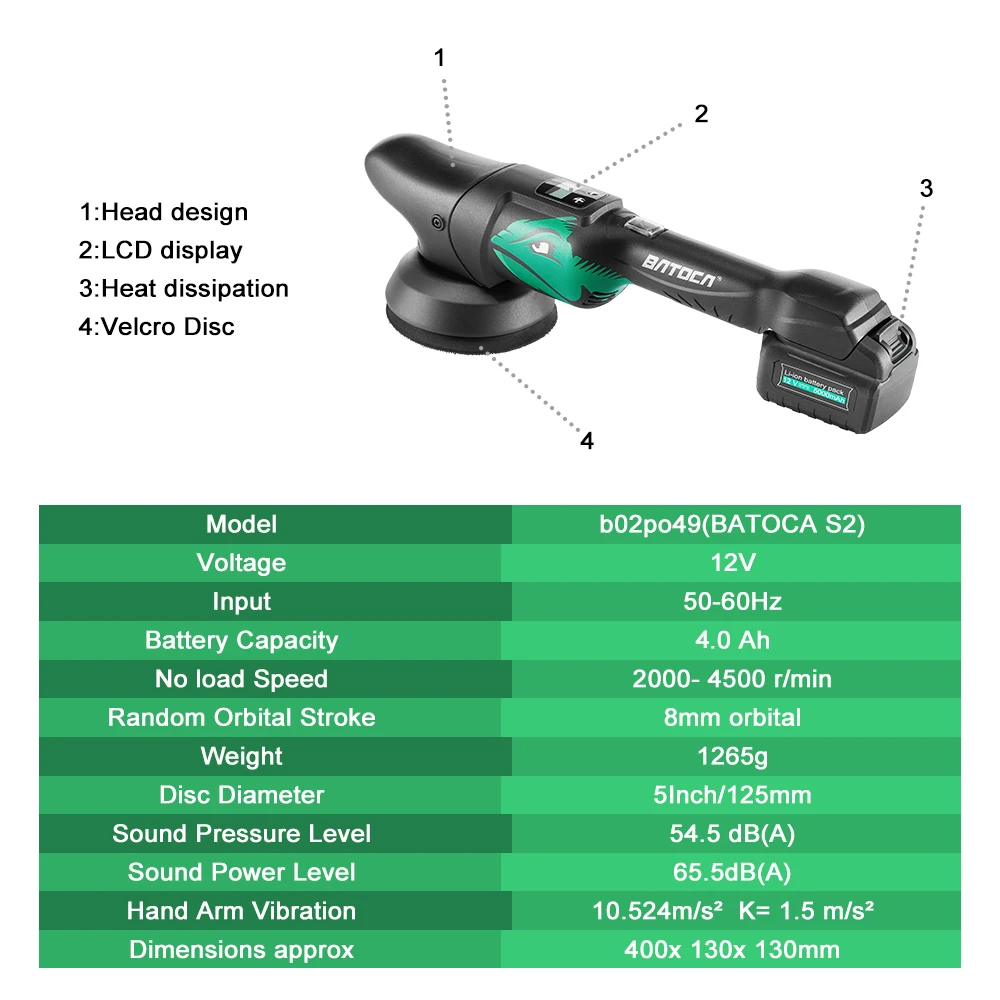 바토카 S2 4.0Ah 5인치 무선 자동차 광택기 8m - Orbital Polisher Da 리뷰 및 가격