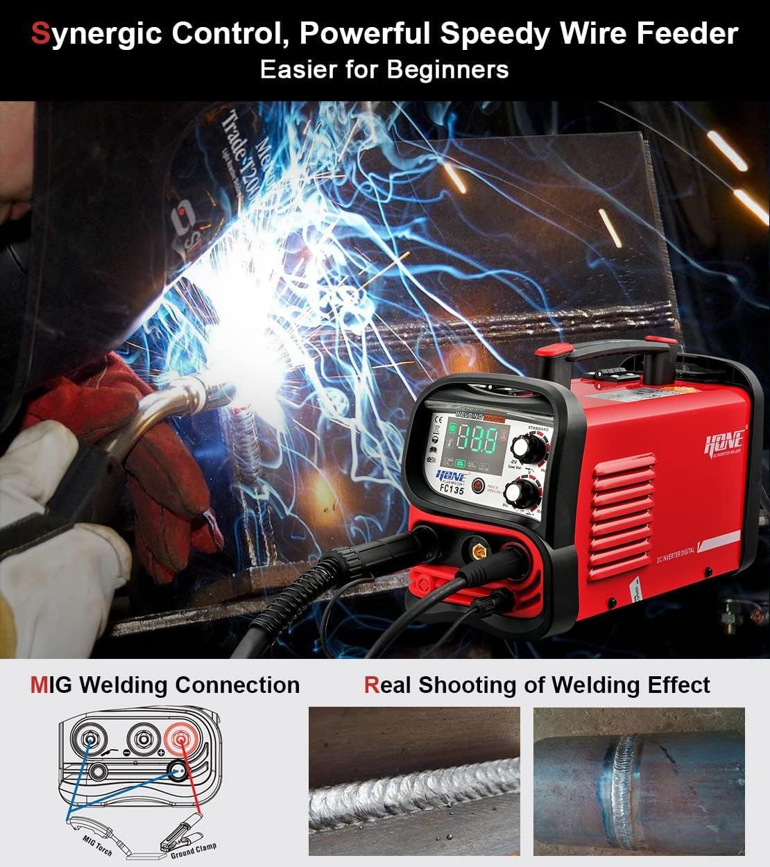 135Amp FC135 플럭스 코어드 MIG/스틱/리프 - Tig Welder Machine 리뷰 및 가격