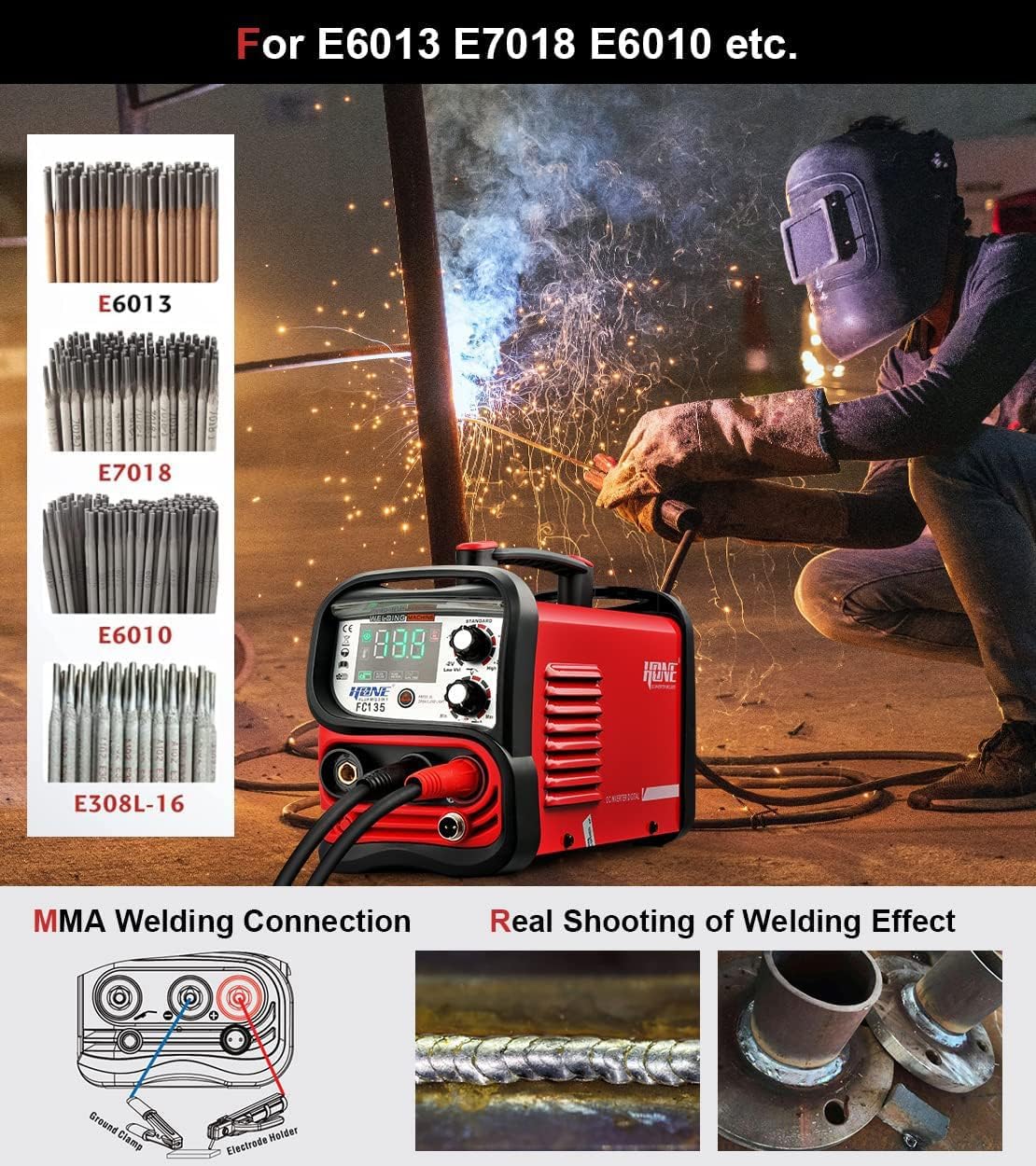 135Amp FC135 플럭스 코어드 MIG/스틱/리프 - Tig Welder Machine 리뷰 및 가격